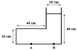 The figure below shows a container filled with water to the height shown. When we compare the pressure at A to the pressure at B, we find that   A)    . B)    . C)  p<sub>A</sub> = p<sub>B</sub>. D)  p<sub>A</sub> = 2p<sub>B</sub>. E)  p<sub>A</sub> = 4p<sub>B</sub>.