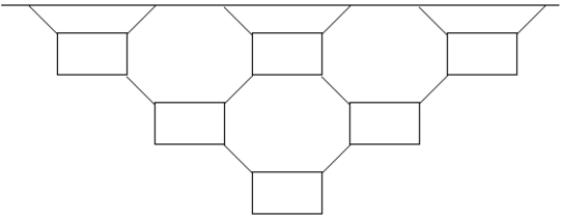 A mobile is made of identical objects of mass m suspended so that the lowest row has one object, the row above two objects, and the row above three objects. All the strings are at 45° angles. What is the average tension in the strings connecting the highest row to the ceiling?   A)    B)    C)  mg D)    E)   
