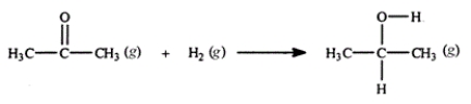 Acetone can be easily converted to isopropyl alcohol by addition of hydrogen to the carbon-oxygen double bond. Calculate the enthalpy of reaction using the bond energies given.     A) −484 kJ B) −366 kJ C) −61 kJ D) +61 kJ E) +366 kJ