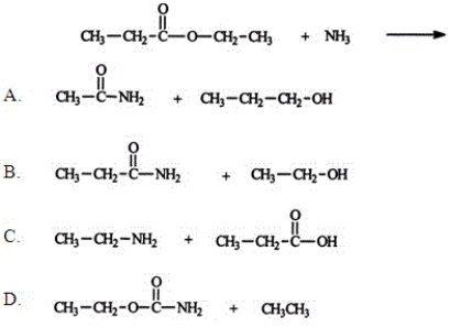 Identify the two principal products of the reaction between ammonia and ethyl propionate.   A) A B) B C) C D) D E) None of these choices are correct.