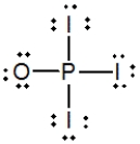 Phosphoryl iodide is used in the preparation of organophosphorus derivatives and phosphate esters. Select the Lewis structure for POI<sub>3</sub> that minimizes formal charges. A)    B)    C)    D)    E)   