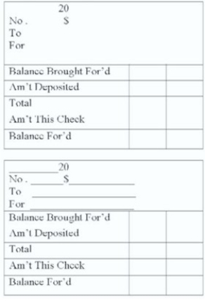 The Losponato Co. had a beginning checkbook balance of $1,982.15. Record the following in the check stubs provided: 200x A. Oct. 19 check number 155 payable to Bill Co. for $185.66 for supplies B. $1,200.85 deposit Oct. 21 (record deposit on second check stub)      C. Oct. 24 check number 156 payable to Fudge Co. for $421.88 for entertainment expenses   