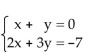 Solve the system of equations by substitution. -  A) x = 7, y = -7; (7, -7)  B) x = -7, y = 7; (-7, 7)  C) x = 6, y = -6; (6, -6)  D) x = -6, y = 6; (-6, 6) 