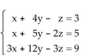 Solve the system of equations. -  A) x = -3z - 5, and y = z + 2, where z is any real number or   , and y = z + 2, where z is any real number} B) x = z - 2, and y = -3z - 5, where z is any real number or {   , and y = -3z - 5, where z is any real number} C) x = 3z + 5, and y = z - 2, where z is any real number or   , and y = z - 2, where z is any real number} D) inconsistent