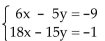 Solve the system of equations using matrices (row operations) . If the system has no solution, say that it is inconsistent. -  A) inconsistent B) x =6, y =-1; (6, -1)  C) x =-9, y =-1; (-9, -1)  D) x =6, y =6; (6, 6) 