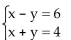 Solve the system of equations using matrices (row operations) . If the system has no solution, say that it is inconsistent. -  A) x = 5, y = - 1; 5, - 1 B) x = 1, y = 3; 1, 3 C) x = 10, y = -2; 10, -2 D) inconsistent