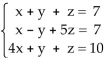 Solve the system of equations using matrices (row operations) . If the system has no solution, say that it is inconsistent. -  A) x = 1, y = 4, z = 2; (1, 4, 2)  B) x = 1, y = 2, z = 4; (1, 2, 4)  C) x = 2, y = 4, z = 1; (2, 4, 1)  D) x = 2, y = 1, z = 4; (2, 1, 4) 