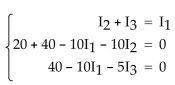Write the word or phrase that best completes each statement or answers the question. -An application of Kirchoffʹs Rules to the circuit shown results in the following system of equations:   Find the currents     A)    B)    C)    D)   