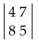 Find the value of the determinant. -  A) -36 B) 76 C) 36 D) -12