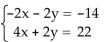 Solve the system of equations using Cramerʹs Rule if it is applicable. If Cramerʹs Rule is not applicable, say so. -  A) x = 4, y = 3; (4, 3)  B) x = 3, y = 4; (3, 4)  C) x = -3, y = 4; (-3, 4)  D) x = -4, y = -3; (-4, -3) 