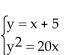 Solve the system of equations using substitution. -  A) x = 5, y = 10 or (5, 10)  B)    C)    D)   
