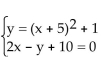Solve the system of equations using substitution. -  A) x = -4, y = 2 or (-4, 2)  B) x = -4, y = 2; x = 4, y = 18 or (-4, 2) , (4, 18)  C) x = 0, y = 10; x = 0, y = 26 or (0, 10) , (0, 26)  D) x = -5, y = 0 or (-5, 0) 