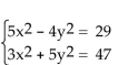Solve using elimination. -  A) x = 3, y = 2; x = -3, y = 2 ; x = 3, y = -2; x = -3, y = -2 or (3, 2) , (-3, 2) , (3, -2) , (-3, -2)  B) x = 3, y = 2; x = 2, y = 3; x = -3, y = -2; x = -2, y = -3 or (3, 2) , (2, 3) , (-3, -2) , (-2, -3)  C) x = 3, y = -2; x = 3, y = 2 or (3, -2) , (3, 2)  D) x = -3, y = -2; x = -2, y = -3 or (-3, -2) , (-2, -3) 
