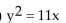 Find an equation of the parabola described. -Focus at (11, 0) ; directrix the line x = -11 A)    B)    C)    D)   
