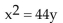 Find an equation of the parabola described. -Focus at (11, 0) ; directrix the line x = -11 A)    B)    C)    D)   