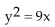 Find an equation of the parabola described. -Vertex at (0, 0) ; axis of symmetry the x-axis; containing the point (1, 3)  A)    B)    C)    D)   