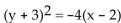 Find the vertex, focus, and directrix of the parabola with the given equation. -  A) vertex: (2, -3) focus: (1, -3) directrix: x = 3 B) vertex: (-2, 3) focus: (-3, 3) directrix: x = -1 C) vertex: (-3, 2) focus: (-4, 2) directrix: x = -2 D) vertex: (2, -3) focus: (3, -3) directrix: x = 1