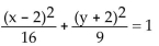 Find the center, foci, and vertices of the ellipse. -  A) center at (2, -2) foci at (   vertices at (-2, -2) , (6, -2)  B) center at (-2, 2) foci at   vertices at (-2, -2) , (6, -2)  C) center at (2, -2) foci at   vertices at (4, -2) , (-4, -2)  D) center at (2, -2) foci at   vertices at (4, -2) , (-4, -2) 