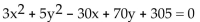 Find the center, foci, and vertices of the ellipse. -  A)    center: (5, -7) ; foci: (6.4, -7) , (3.6, -7) ; vertices: (7.2, -7) , (2.8, -7)  B)    center: (5, -7) ; foci: (6.4, -7) , (3.6, -7) ; vertices: (7.2, -7) , (2.8, -7)  C)    center: (-5, 7) ; foci: (-3.6, 7) , (-6.4, 7) ; vertices: (-7.2, 7) , (-2.8, 7)  D)    center: (-5, 7) ; foci: (-3.6, 7) , (-6.4, 7) ; vertices: (-7.2, 7) , (-2.8, 7) 
