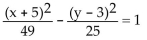 Find an equation for the ellipse described. -Center at (5, 3) ; focus at (12, 3) ; vertex at (14, 3)  A)    B)    C)    D)   