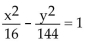 Find the center, transverse axis, vertices, foci, and asymptotes of the hyperbola. -  A) center at (0, 0) transverse axis is x-axis vertices at (-4, 0) and (4, 0) foci at   Asymptotes of y = - 3 and y = 3 B) center at (0, 0) transverse axis is x-axis vertices at (-12, 0) and (12, 0) foci at (   Asymptotes of y = - 3 and y = 3 C) center at (0, 0) transverse axis is y-axis vertices at (0, -4) and (0, 4) foci at   Asymptotes of y = - 3 and y = 3 D) center at (0, 0) transverse axis is x-axis vertices at (-4, 0) and (4, 0) foci at (-12, 0) and (12, 0) asymptotes of y = - 3 and y = 3