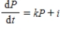 Suppose a country's population at any time t grows in accordance with the rule ​   ​ where P denotes the population at any time t, k is a positive constant reflecting the natural growth rate of the population, and i is a constant giving the (constant) rate of immigration into the country. If the total population of the country at time t = 0 is P​<sub>0</sub>, find an expression for the population at any time t.