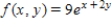 Find the volume of the solid bounded above by the surfac   and below by the plane region R.   ; R is the triangle with vertices (0, 0), (2, 0) and (0, 2).