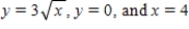 Find the volume of the solid bounded above by the surface   and below by the plane region R.   ; R is the region bounded by   .
