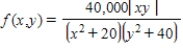 The population density of a certain city is given by the function ​   ​ Where the origin (0, 0)  gives the location of the government center. Find the population inside the rectangular area described by ​   ​ A)    B)    C)    D)   