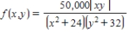 The population density of a certain city is given by the function ​   ​ where the origin (0, 0) gives the location of the government center. Find the population inside the rectangular area described by ​   . Enter your answer as an expression.