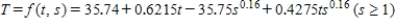 A formula used by meteorologists to calculate the wind chill temperature (the temperature that you feel in still air that is the same as the actual temperature when the presence of wind is taken into consideration)  is ​   ​ Where t is the actual air temperature in °F and S is the wind speed in mph. ​ What is the wind chill temperature when the actual air temperature is 40 °F and the wind speed is 15 mph (T​<sub>1</sub>) ? Please round the answer to the nearest °F ​ If the temperature is 40 °F, by how much approximately will the wind chill temperature change if the wind speed increases from 15 mph to 16 mph (T​<sub>2</sub>) ? Please round the answer to the nearest tenth. ​ A)    B)  ​   C)  ​   D)  ​  