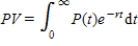 The present value of a perpetual stream of income that flows continually at the rate of P(t) dollars per year is given by the formula where r is the interest rate compounded continuously. Using this formula, find the present value of a perpetual net income stream that is generated at the rate of dollars per year. 