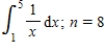 Use the trapezoidal rule and Simpson's rule to approximate the value of the definite integral. ​   ​ A)  By trapezoidal rule 1.1325, by Simpson's rule 0.6554 B)  By trapezoidal rule 1.9565, by Simpson's rule 0.6555 C)  By trapezoidal rule 0.6572, by Simpson's rule 0.6551 D)  By trapezoidal rule 1.6290, by Simpson's rule 1.6108 E)  By trapezoidal rule 1.5807, by Simpson's rule 0.6533