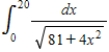 Use the table of integrals to find the integral. ​   ​ Use C as the constant of integration.