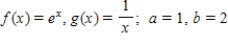 Sketch the graphs of the functions f and g and find the area of the region enclosed by these graphs and the vertical lines   and   . ​   ​ A)  ​     sq units. ​ B)  ​     sq units. ​ C)  ​     sq units. ​ D)  ​     sq units. ​
