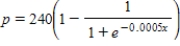 The monthly demand for a certain brand of table wine is given by the demand equation ​   where p denotes the wholesale price per case (in dollars) and x denotes the number of cases demanded. ​ Find the rate of change of the price to the nearest hundredth of a cent per case when x = 1,000. ​ __________ cents per case ​ What is the price per case when x = 1,000. ​ $__________ / case