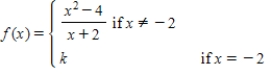 Let   ​ Find the value of k that will make f continuous on   . ​ A)    B)    C)    D)   