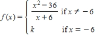 Let   ​ Find the value of k that will make f continuous on   . ​ k = __________