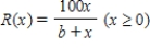 Experiments conducted by A. J. Clark suggest that the response R(x)  of a frog's heart muscle to the injection of x units of acetylcholine (as a percent of the maximum possible effect of the drug)  may be approximated by the rational function ​   ​ Where b is a positive constant that depends on the particular frog. If a concentration of 50 units of acetylcholine produces a response of 40% for a certain frog, find the  response function  for this frog. ​ A)    B)    C)    D)    E)   