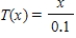 In a certain state, the sales tax T on the amount of taxable goods is 10% of the value of the goods purchased (x) , where both T and x are measured in dollars. Express T as a function of x. ​ A)    B)    C)    D)    E)   