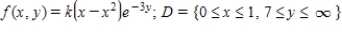 Find the value of the constant k so that the function is a joint probability density function on D. ​  