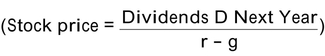The Gordon growth model   assumes that A) dividends will grow at the constant rate of r forever. B) dividends will grow at the constant rate of g forever. C) dividends will remain at their current level indefinitely. D) dividends will remain at next year's level indefinitely.