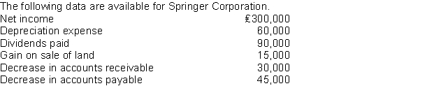   Net cash provided by operating activities is: A) ₤240,000. B) ₤330,000. C) ₤360,000. D) ₤420,000. 