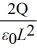 Sheets of charge: Consider two closely spaced and oppositely charged parallel metal plates. The plates are square with sides of length L and carry charges Q and -Q on their facing surfaces. What is the magnitude of the electric field in the region between the plates? A)  E =   B)  E =   C)  E = 0 D)  E =   E)  E =  