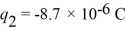 Coulomb's law: In the figure, charge   = 3.1 ×   C is placed at the origin and charge   is placed on the x-axis, at x = -0.20 m. Where along the x-axis can a third charge Q = -8.3 µC be placed such that the resultant force on this third charge is zero?  
