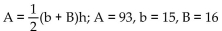 A formula is given, along with values for all but one of the variables in the formula. Find the value of the variable that is not given. Round to the nearest hundredth when necessary. -  A) h = 240 B) h = 6 C) h = 62 D) h = 15.5