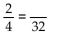 Write an equivalent fraction using the given denominator. -  A) 16 B) 8 C) 64 D) 2