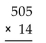 Multiply. -  A) 7,080 B) 7,060 C) 7,070 D) 7,170
