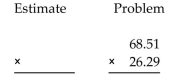 First use front-end rounding to write an estimate of the answer, and then multiply fully to obtain an exact answer. -  A) Estimate: 210, exact: 18,011.279 B) Estimate: 2,100, exact: 1,801.1279 C) Estimate: 210, exact: 180.11279 D) Estimate: 2,110, exact: 1,800.1279
