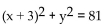 Find the center and the radius of the circle. -  A) (3, 0) , r = 81 B) (0, 3) , r = 9 C) (-3, 0) , r = 9 D) (0, -3) , r = 81